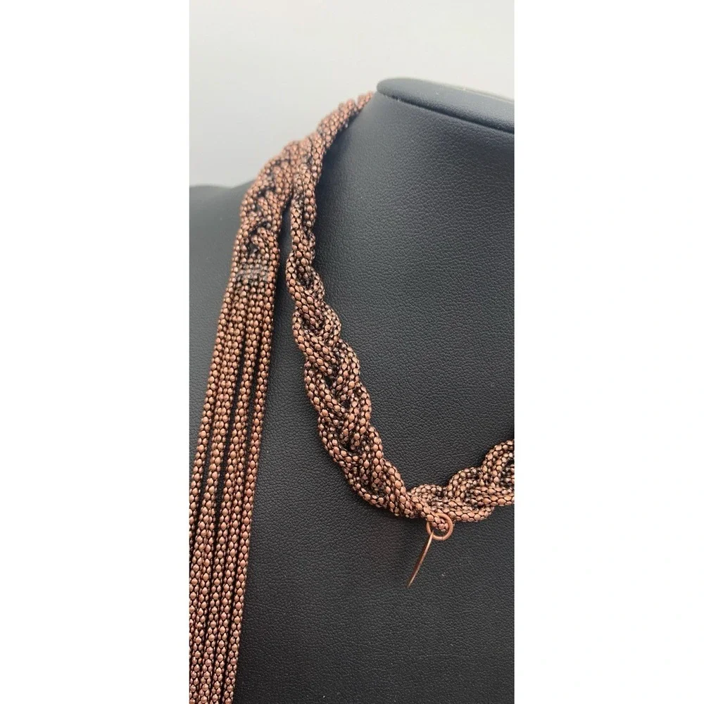 Coldwater Creek Copper‎ / Bronze Colored Multi Layered Drape & Braided Necklace